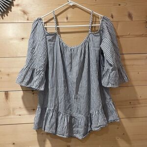 Beachlunchlounge Women’s Cold Shoulder Striped Top